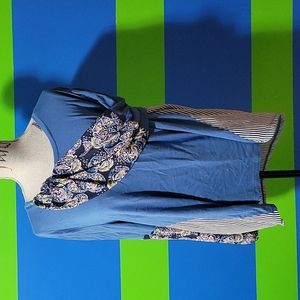 Style & Co. Blue Blouse with Paisley and Stripe Details